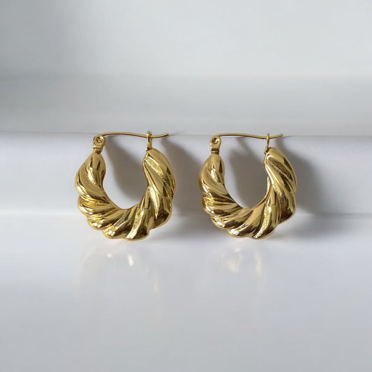 Twisted Gold-Plated Stainless Steel Hoop Earrings