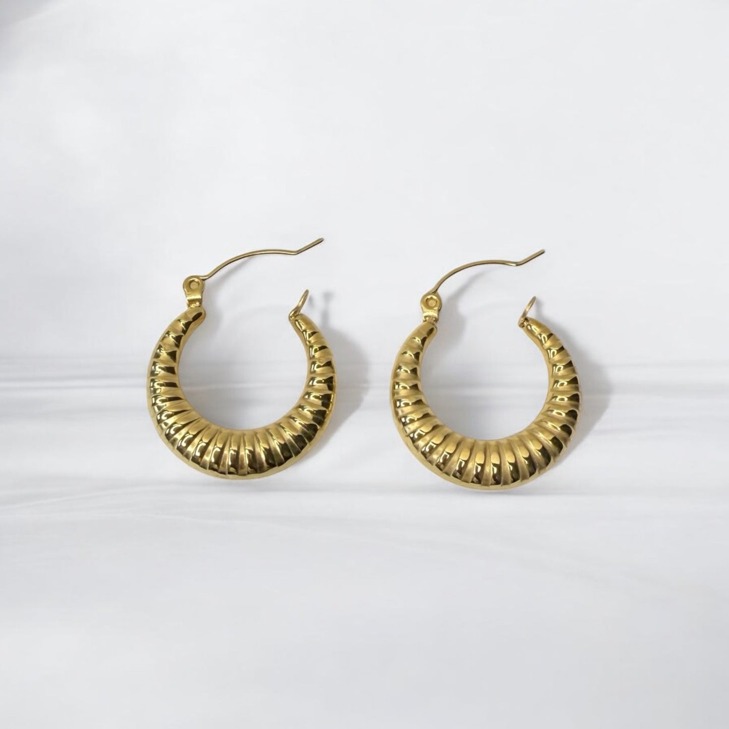 Gold-Plated Stainless Steel Textured Hoop Earrings