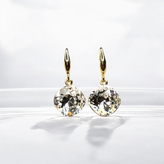 Elegant Gold Plated Crystal Drop Earrings for Women - Sparkling Cubic Zirconia Dangle Earrings