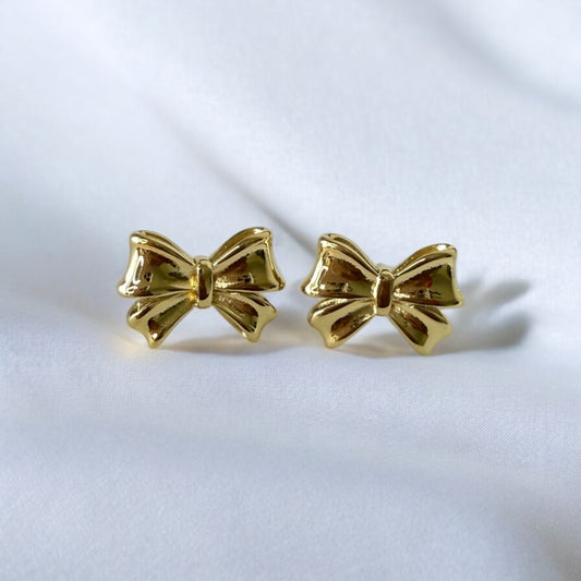 Elegant Gold-Plated Bow Stud Earrings - Chic Bowknot Design for Women’s Fashion